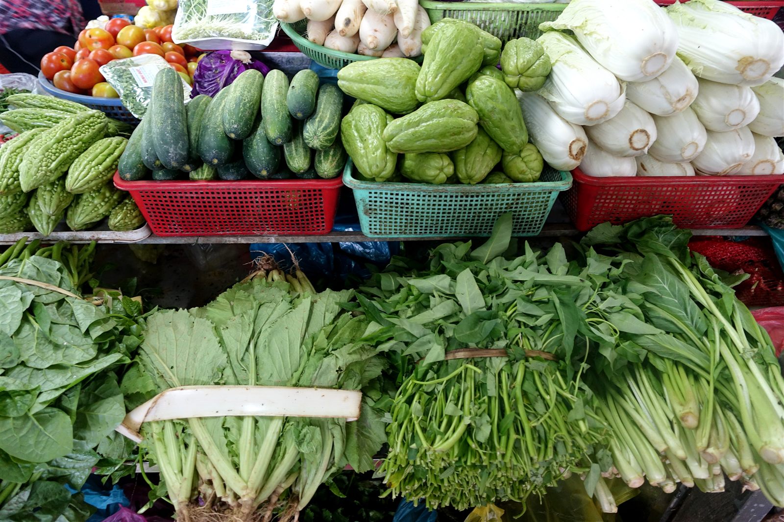 Produce stalls inside Han Market, Da Nang